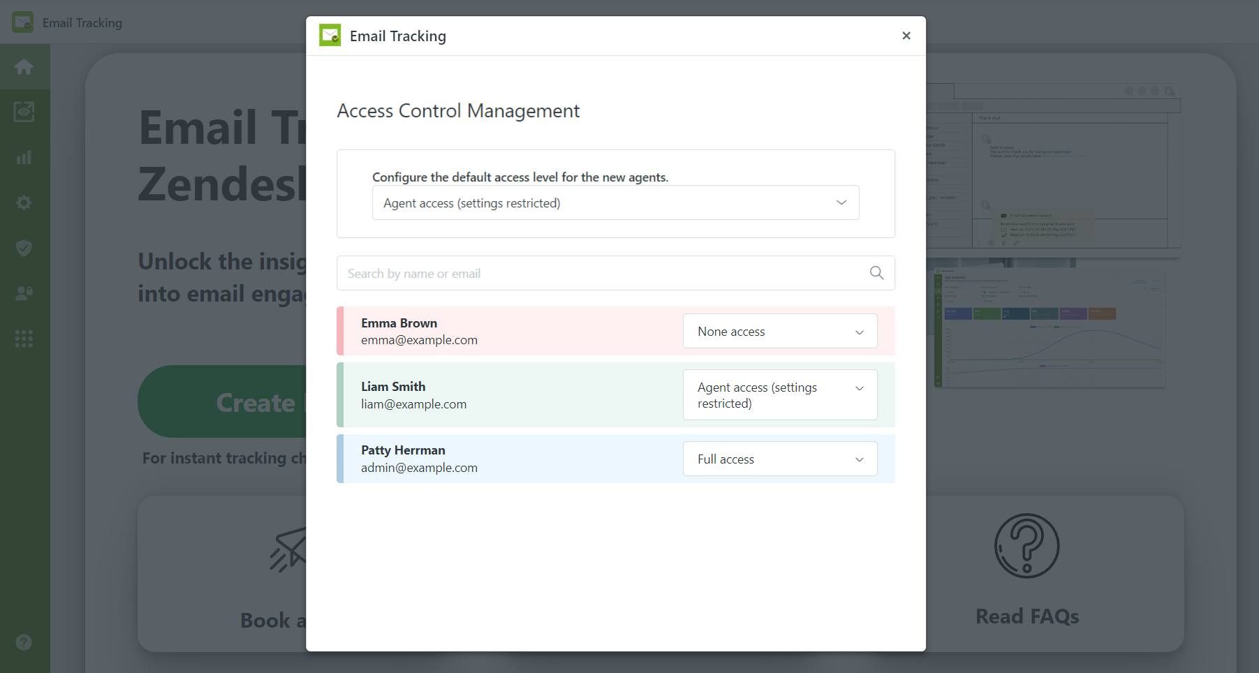 screenshot of Email Tracking for Zendesk